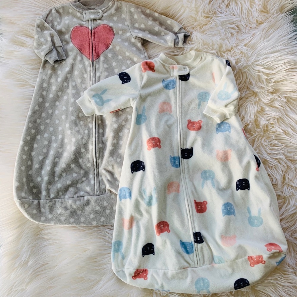 2 Carter’s Fleece Sleep Sacks 3-6M